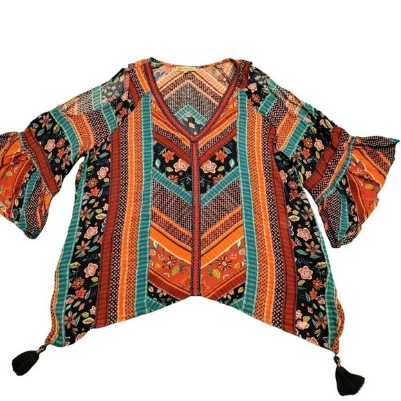 Democracy - Boho tunic - Cold Shoulder, Bell Sleeve - Super Cute - Size S - Picture 2 of 14